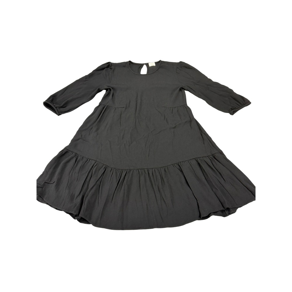 Wilfred‎ Aritzia Black Tiered Babydoll Mini Dress 2XS 3/4 Sleeve Crepe Smock